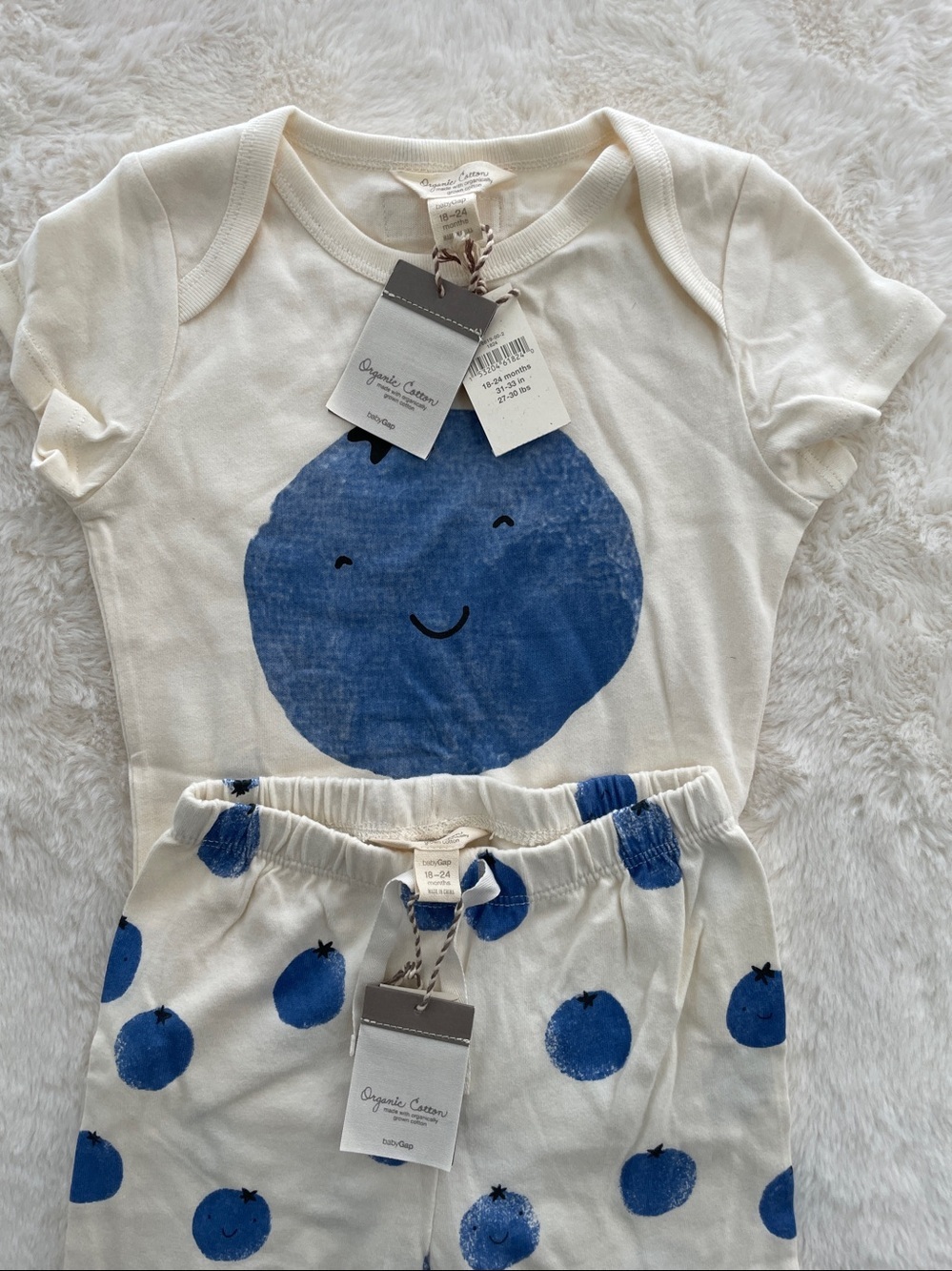 SALE! NWT Baby GAP Organic Cotton Blueberry Baby Pajama Set - Size 18-24 Months